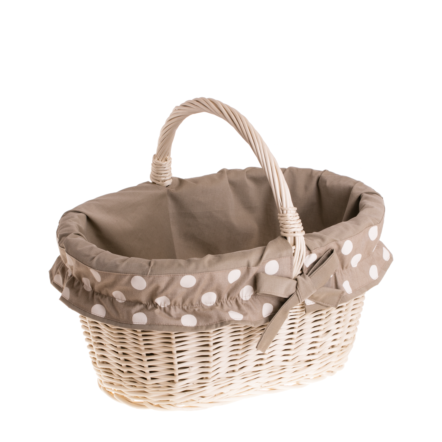 Walerissa kosz na zakupy z rączką wiklinową i beżowym obszyciem TheWickerStories