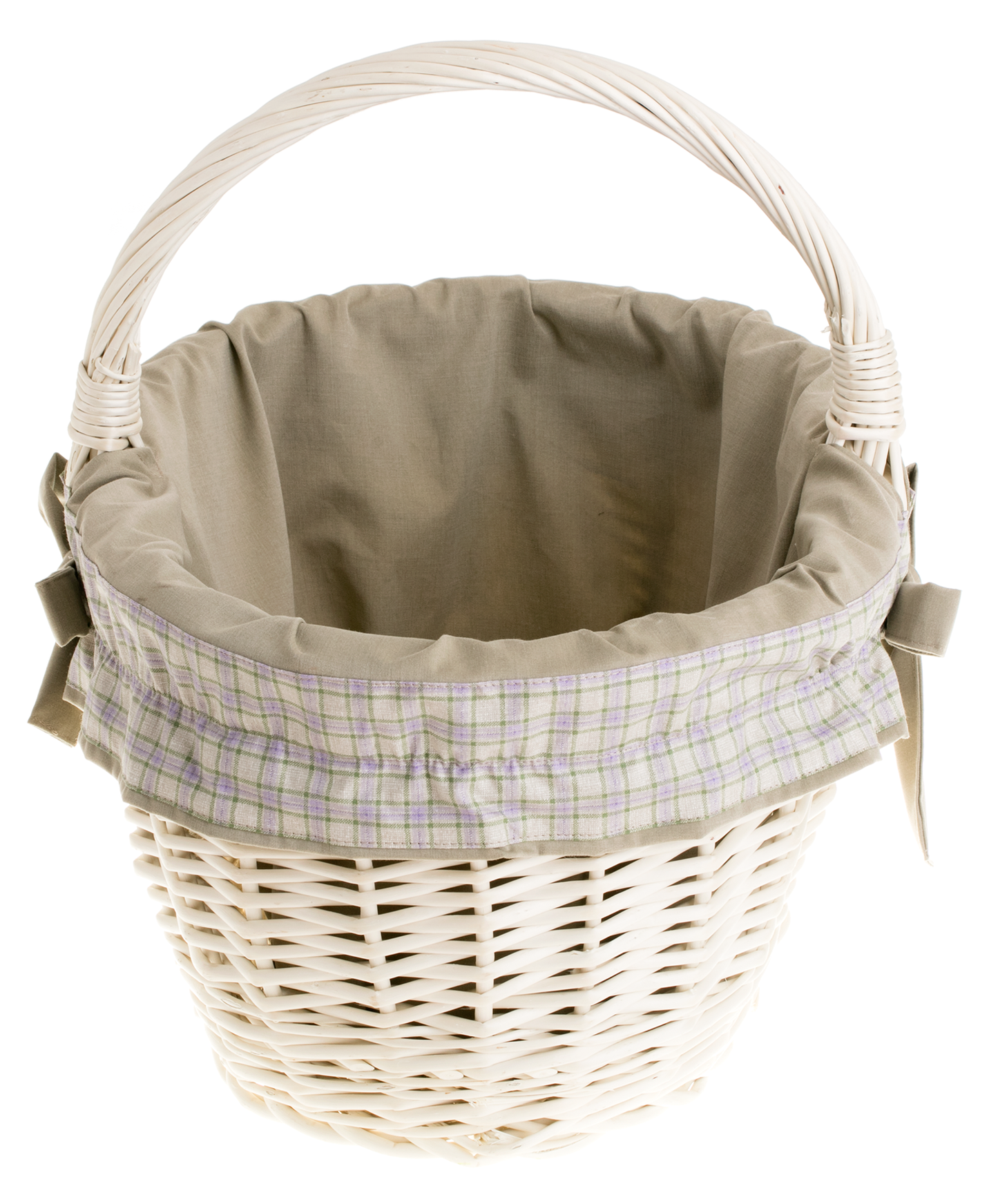 Walerissa wiklinowy kosz na zakupy z kremowym obszyciem, z rączką TheWickerStories