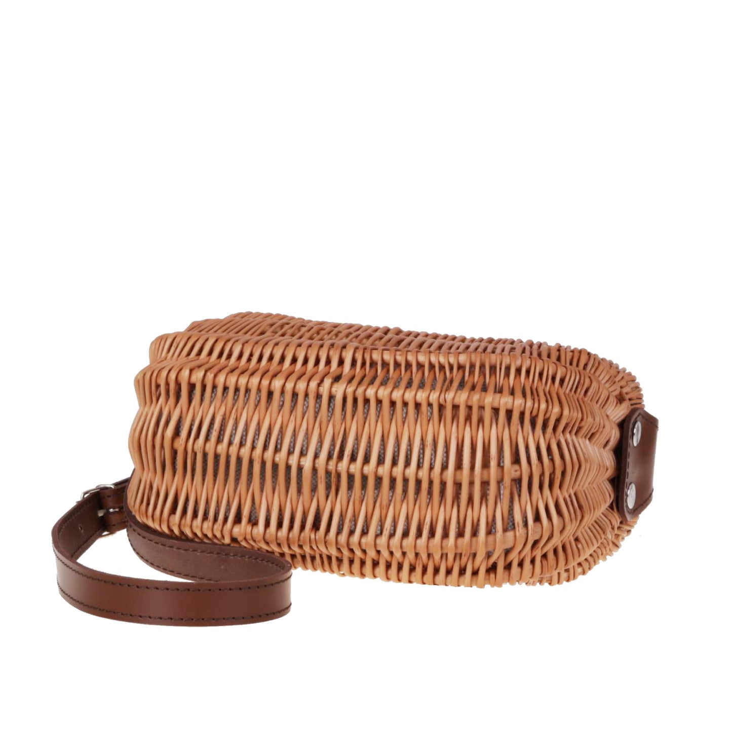 Raja wiklinowa torebka z szarym obszyciem i paskiem TheWickerStories