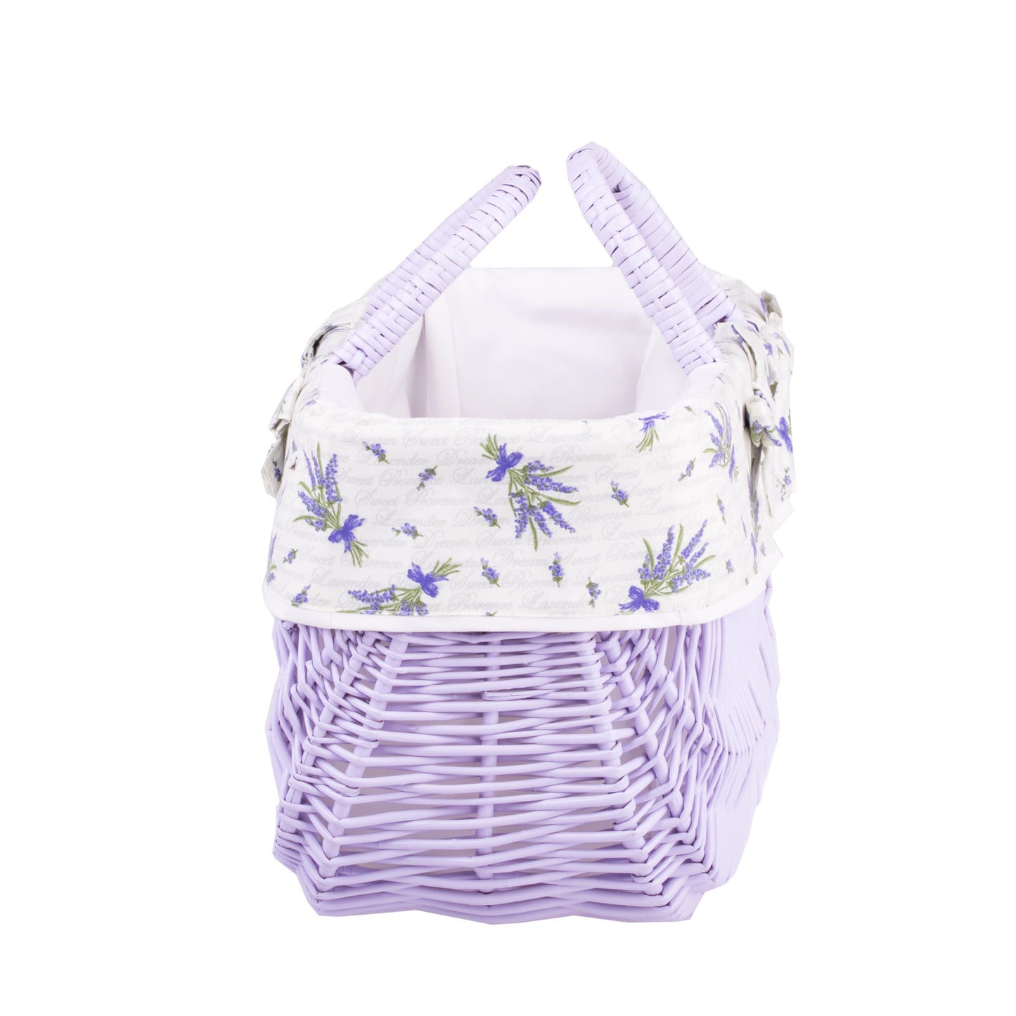 Werlissa wiklinowy koszyk zakupowy z białym obszyciem i rączkami TheWickerStories