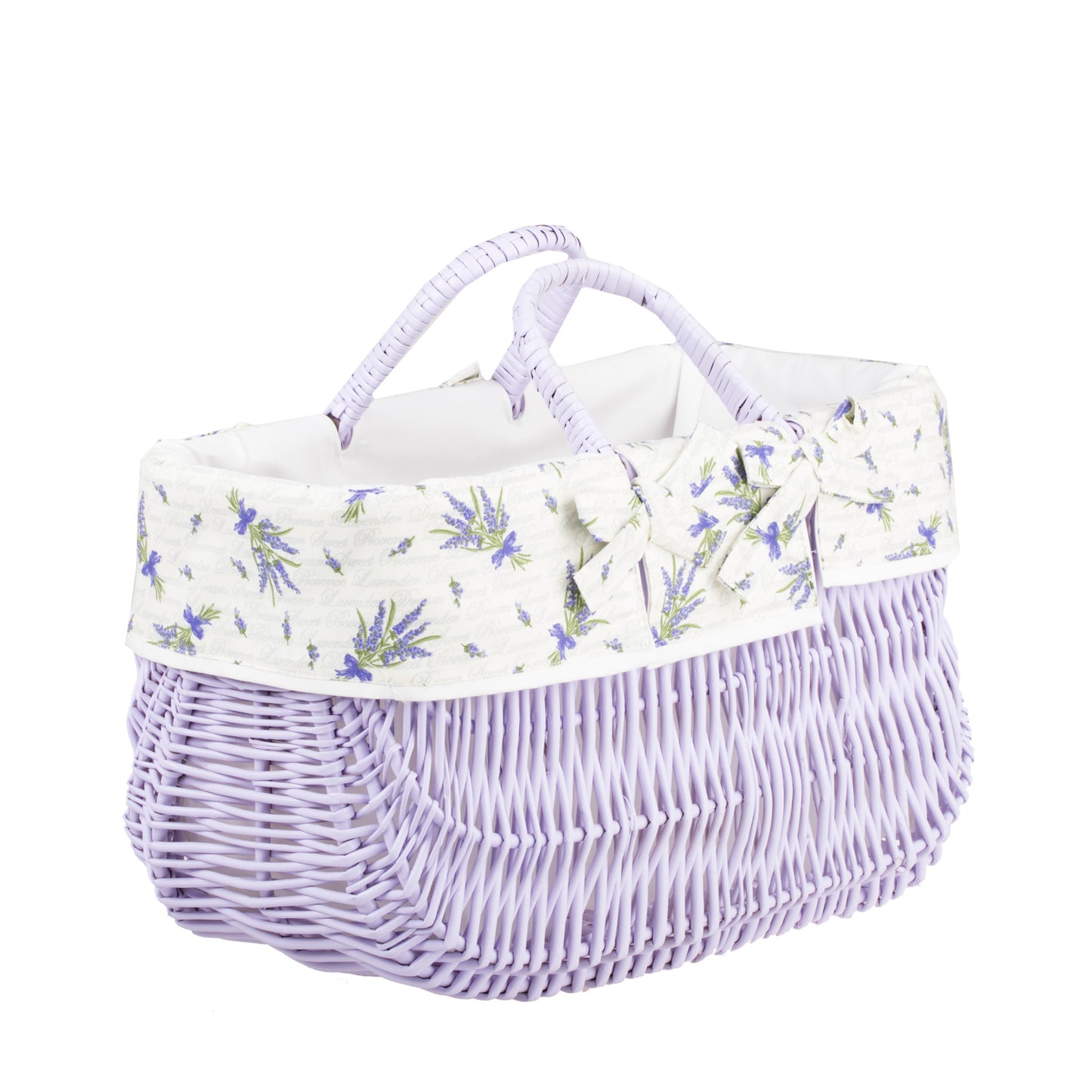 Werlissa wiklinowy koszyk zakupowy z białym obszyciem i rączkami TheWickerStories