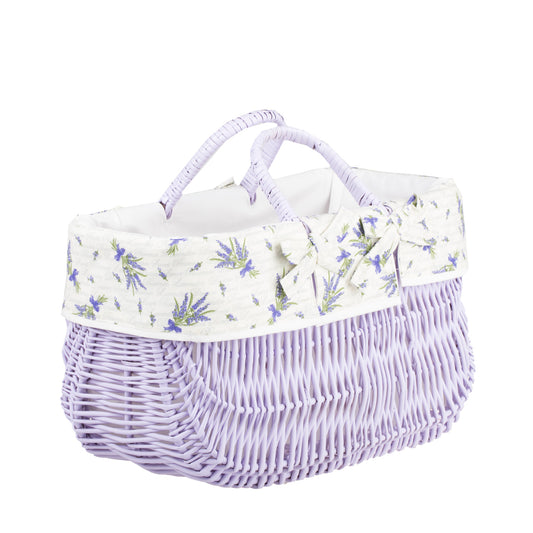 Werlissa wiklinowy koszyk zakupowy z białym obszyciem i rączkami TheWickerStories