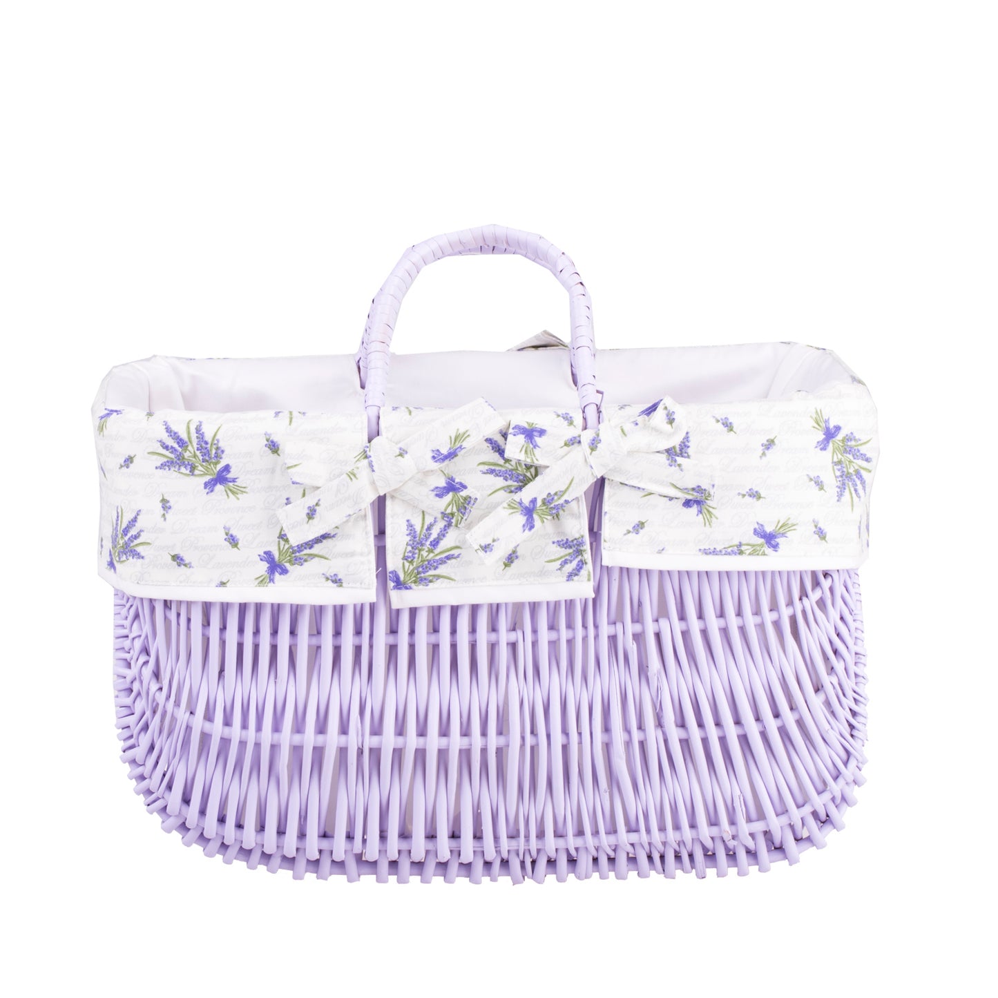 Werlissa wiklinowy koszyk zakupowy z białym obszyciem i rączkami TheWickerStories