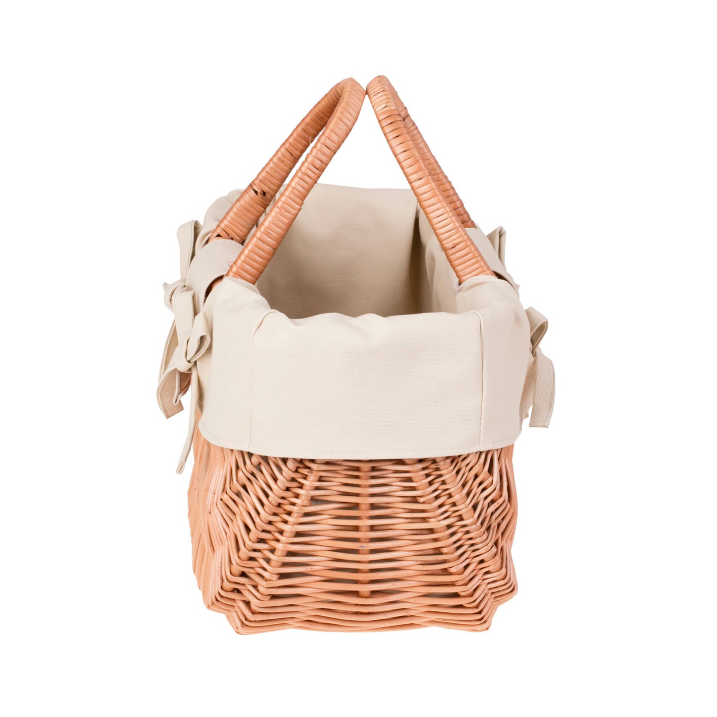 Werlissa wiklinowy koszyk zakupowy z beżowym obszyciem i rączkami TheWickerStories