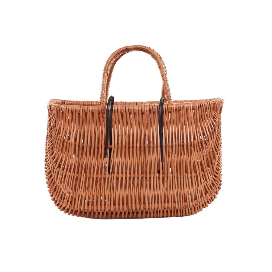 Werlissa wiklinowy kosz na rower na kierownicę, z podwójną rączką i haczykami TheWickerStories