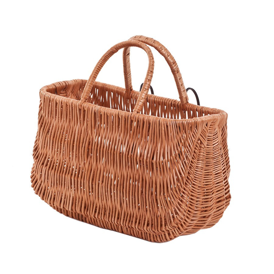 Werlissa wiklinowy kosz na rower na kierownicę, z podwójną rączką i haczykami TheWickerStories