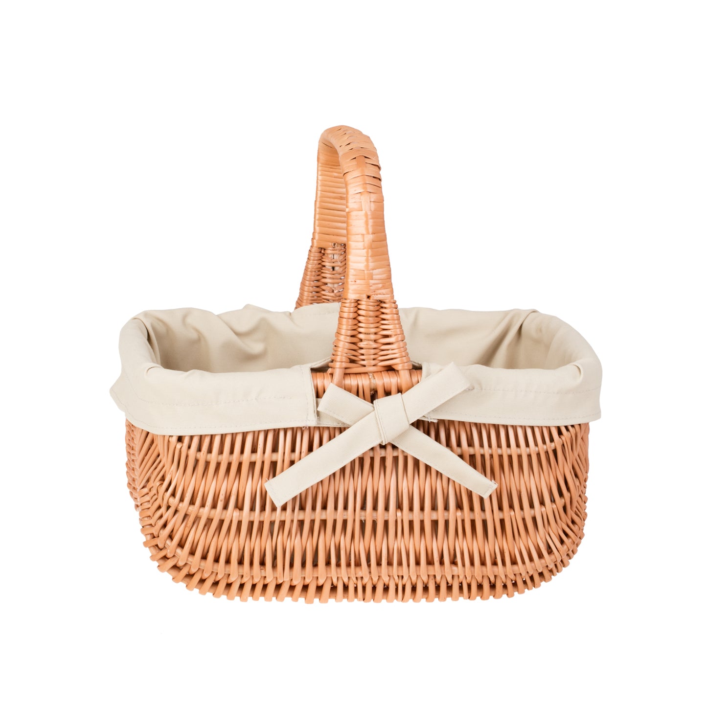 Willesia wiklinowy koszyk z beżowym obszyciem i rączką TheWickerStories