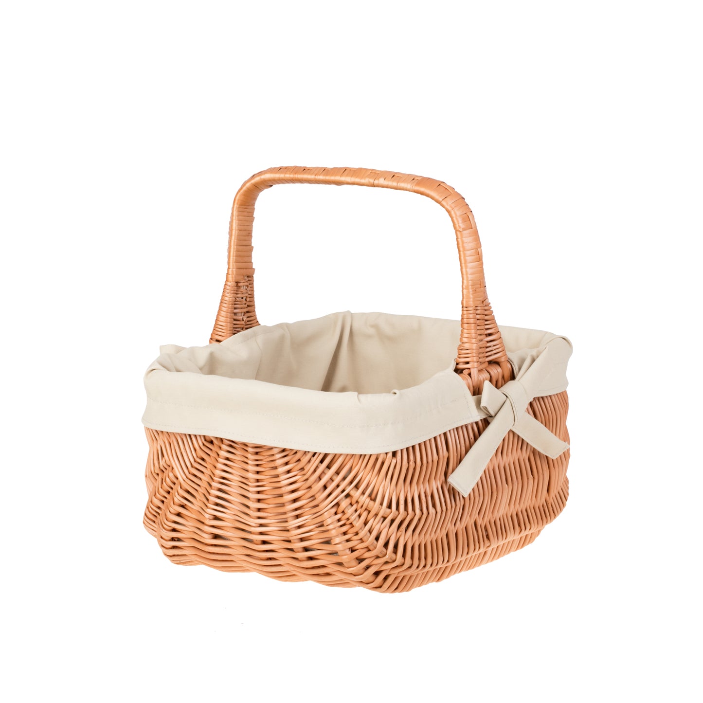 Willesia wiklinowy koszyk z beżowym obszyciem i rączką TheWickerStories