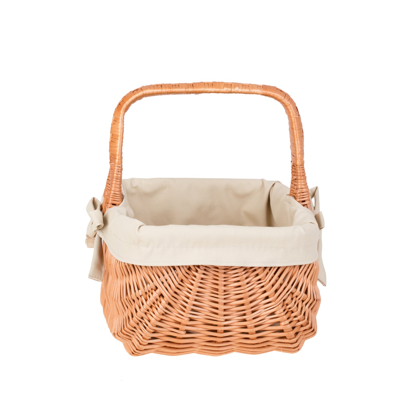 Willesia wiklinowy koszyk z beżowym obszyciem i rączką TheWickerStories