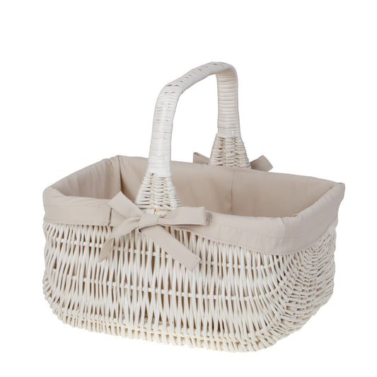 Willesia wiklinowy koszyk z beżowym obszyciem i rączką TheWickerStories