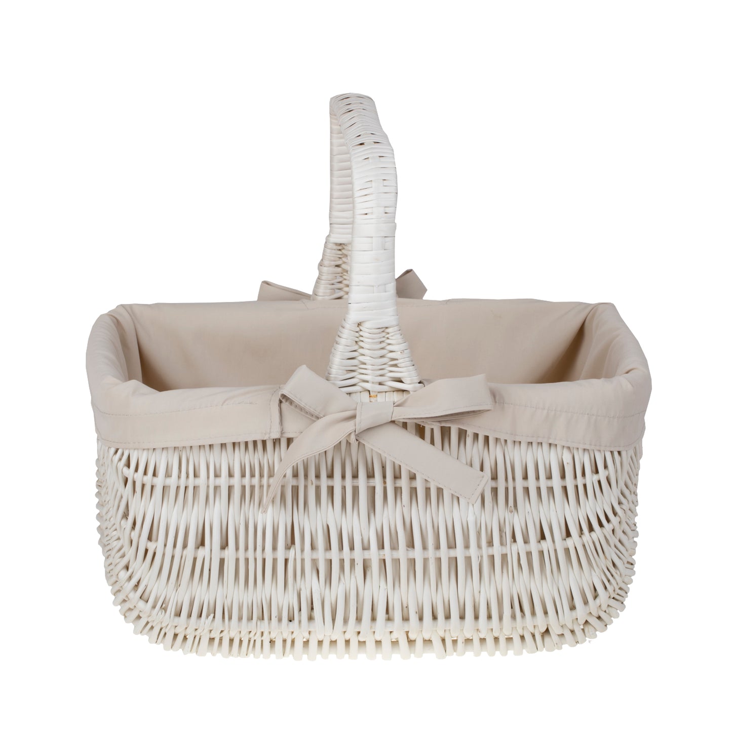 Willesia wiklinowy koszyk z beżowym obszyciem i rączką TheWickerStories