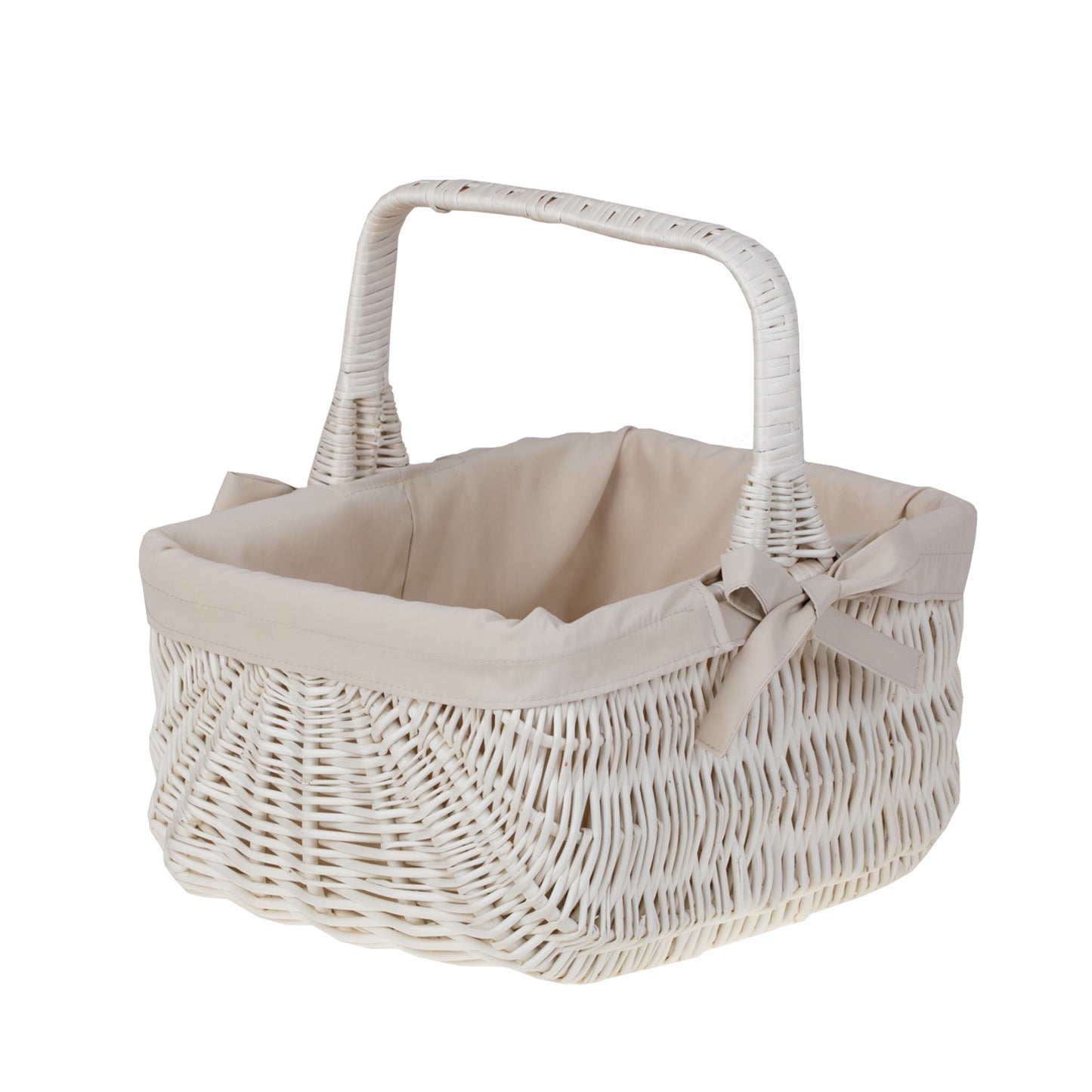 Willesia wiklinowy koszyk z beżowym obszyciem i rączką TheWickerStories