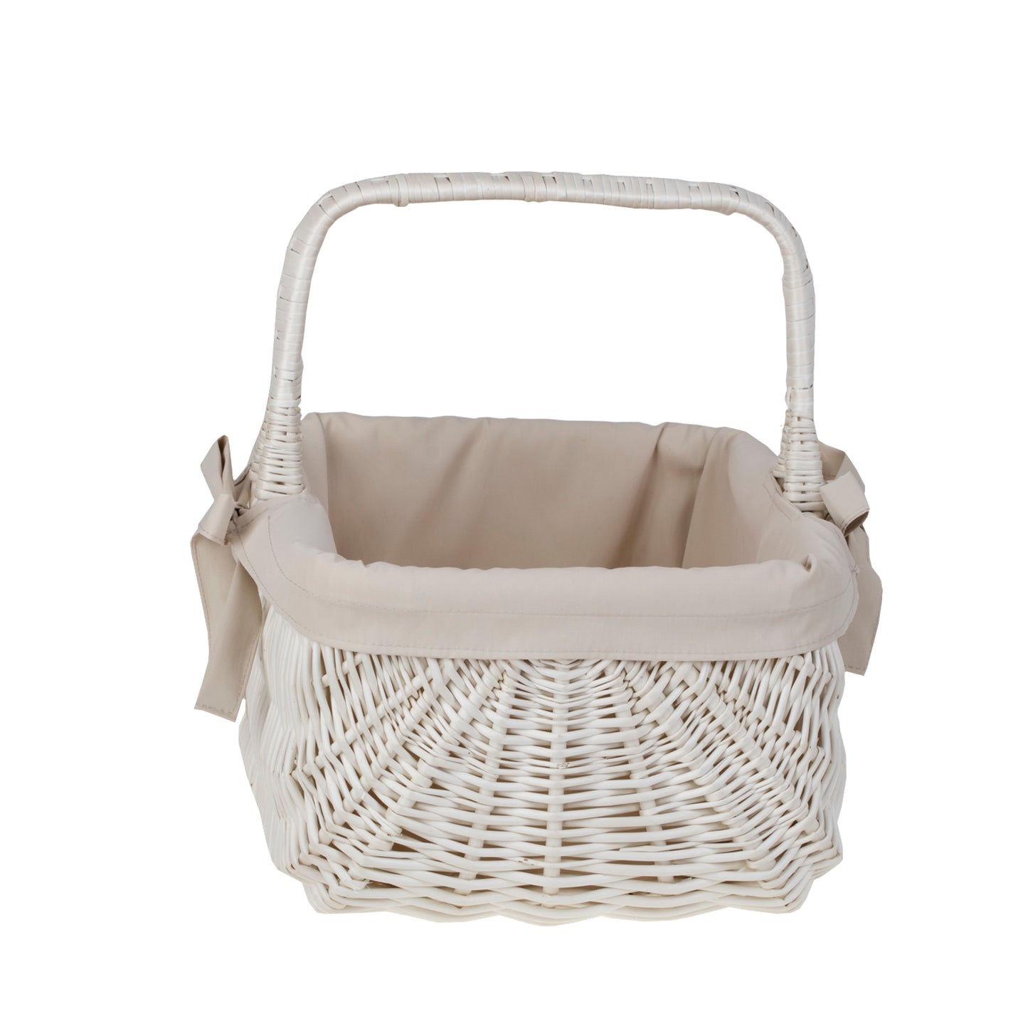 Willesia wiklinowy koszyk z beżowym obszyciem i rączką TheWickerStories