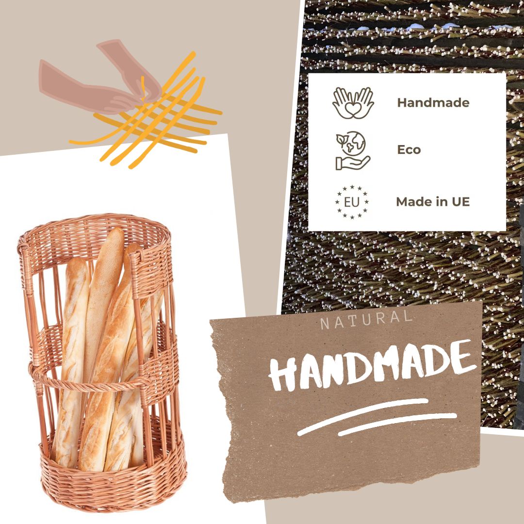 Bigno wiklinowy kosz na bagietki do piekarni i sklepu TheWickerStories