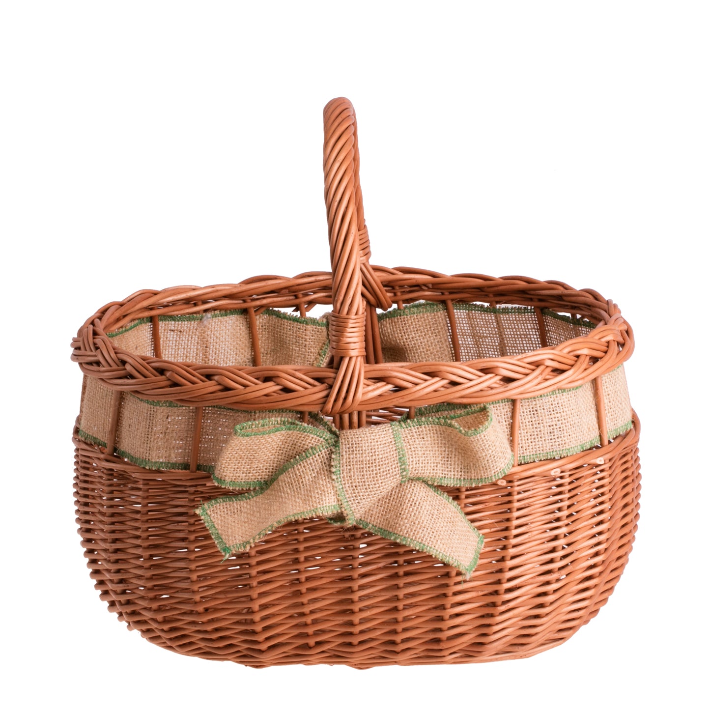 Wilmar wiklinowy kosz na zakupy z jutowym obszyciem, z rączką TheWickerStories
