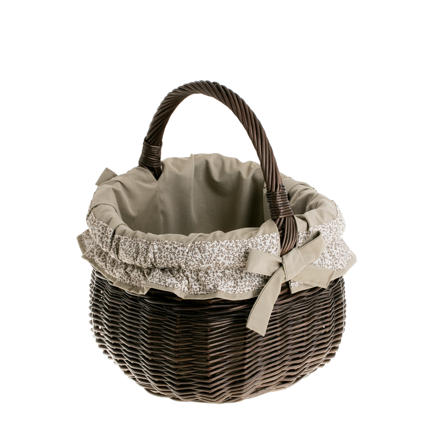 Wictor wiklinowy kosz na zakupy z kremowym obszyciem, z rączką TheWickerStories