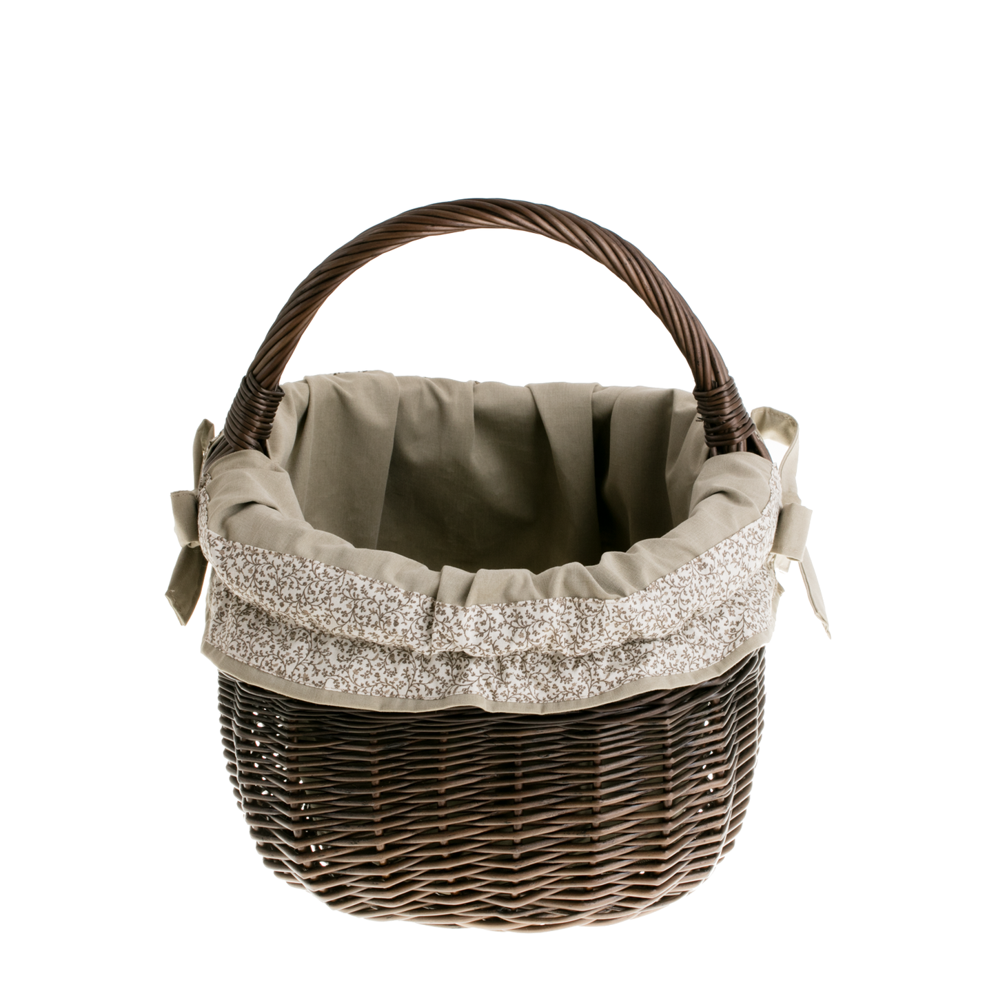 Wictor wiklinowy kosz na zakupy z kremowym obszyciem, z rączką TheWickerStories