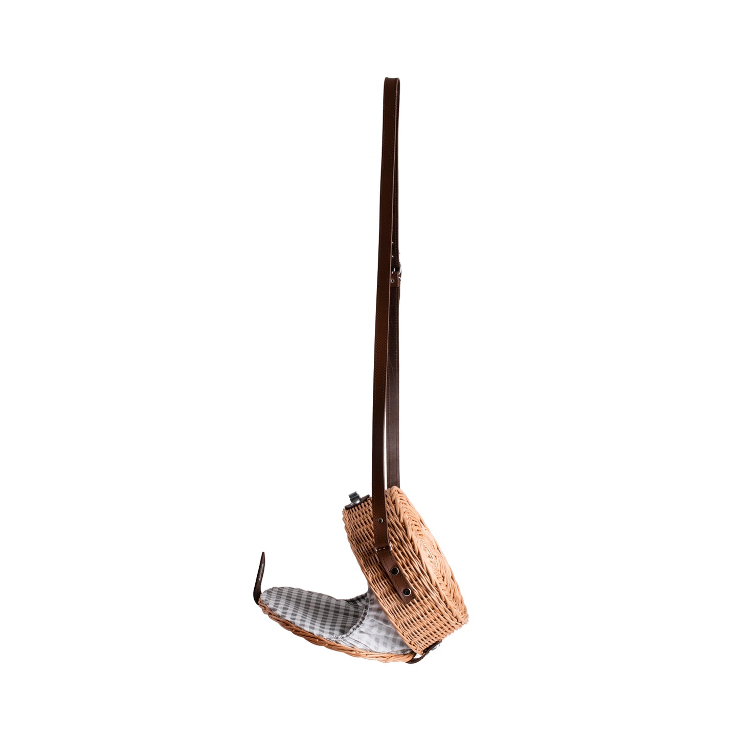 Rivora wiklinowa torebka na ramię z obszyciem, z pokrywą, skórzanym paskiem i metalowym zapięciem TheWickerStories