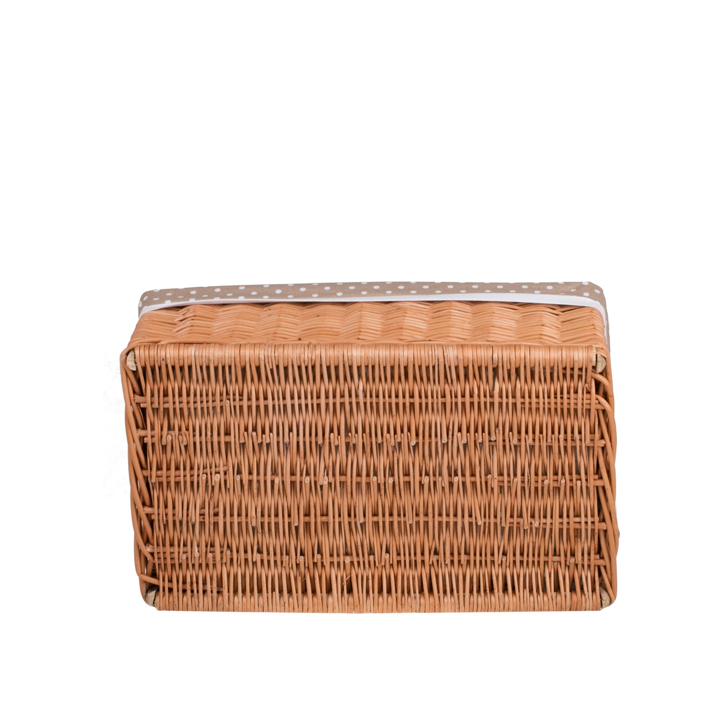Nova wiklinowy kosz do przechowywania z beżowym obszyciem i kokardkami TheWickerStories
