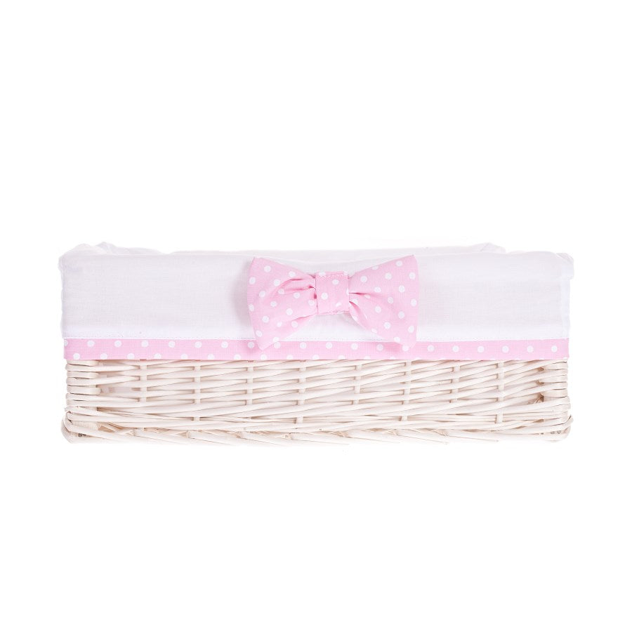 Nova wiklinowy zestaw koszy do przechowywania z białym obszyciem, z kokardami TheWickerStories