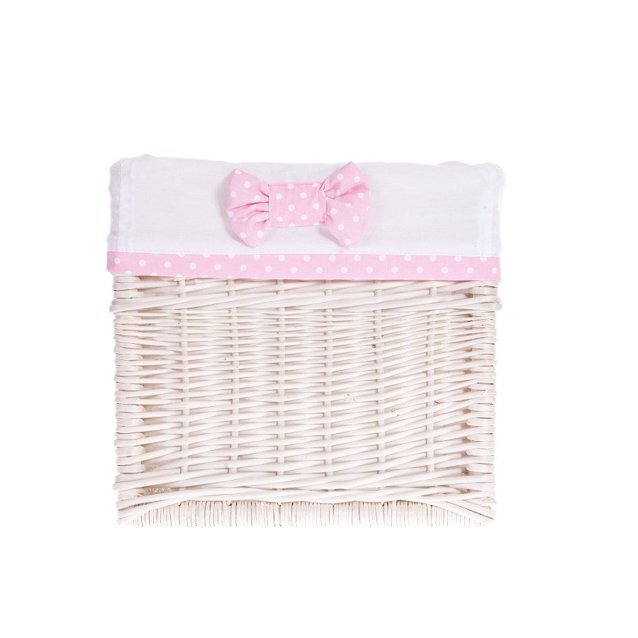 Nova wiklinowy zestaw koszy do przechowywania z białym obszyciem, z kokardami TheWickerStories