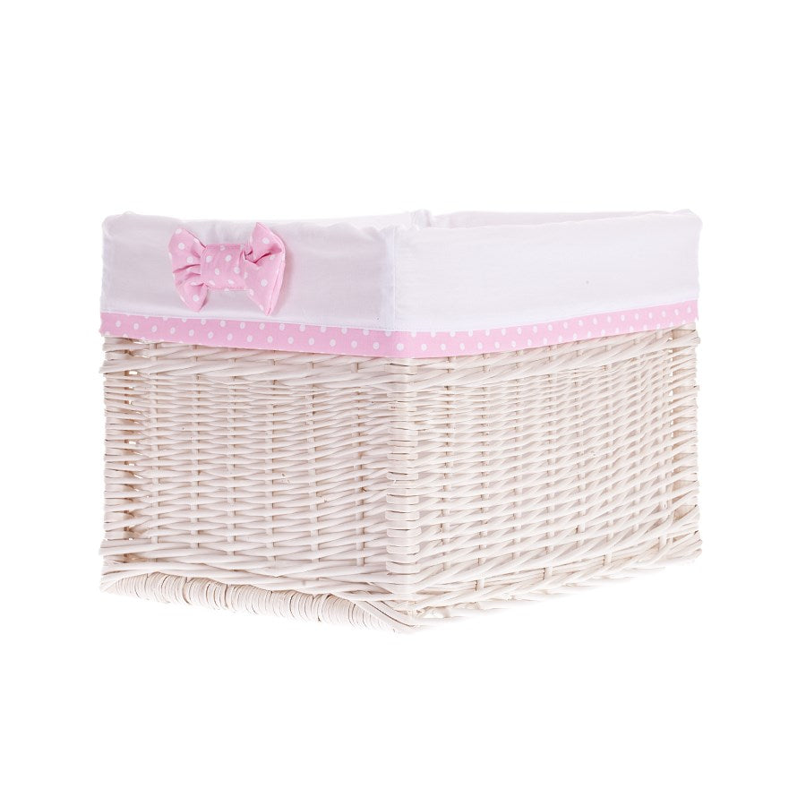 Nova wiklinowy zestaw koszy do przechowywania z białym obszyciem, z kokardami TheWickerStories
