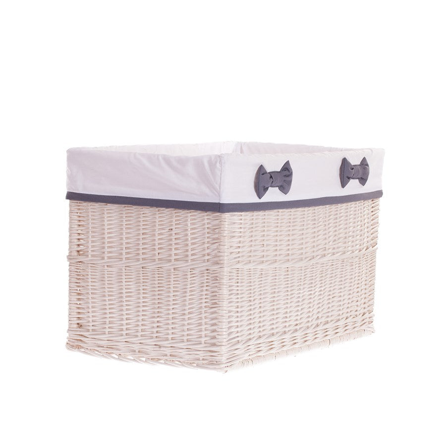 Nova wiklinowy kosz do przechowywania z białym obszyciem, zestaw 3 szt., z kokardami TheWickerStories