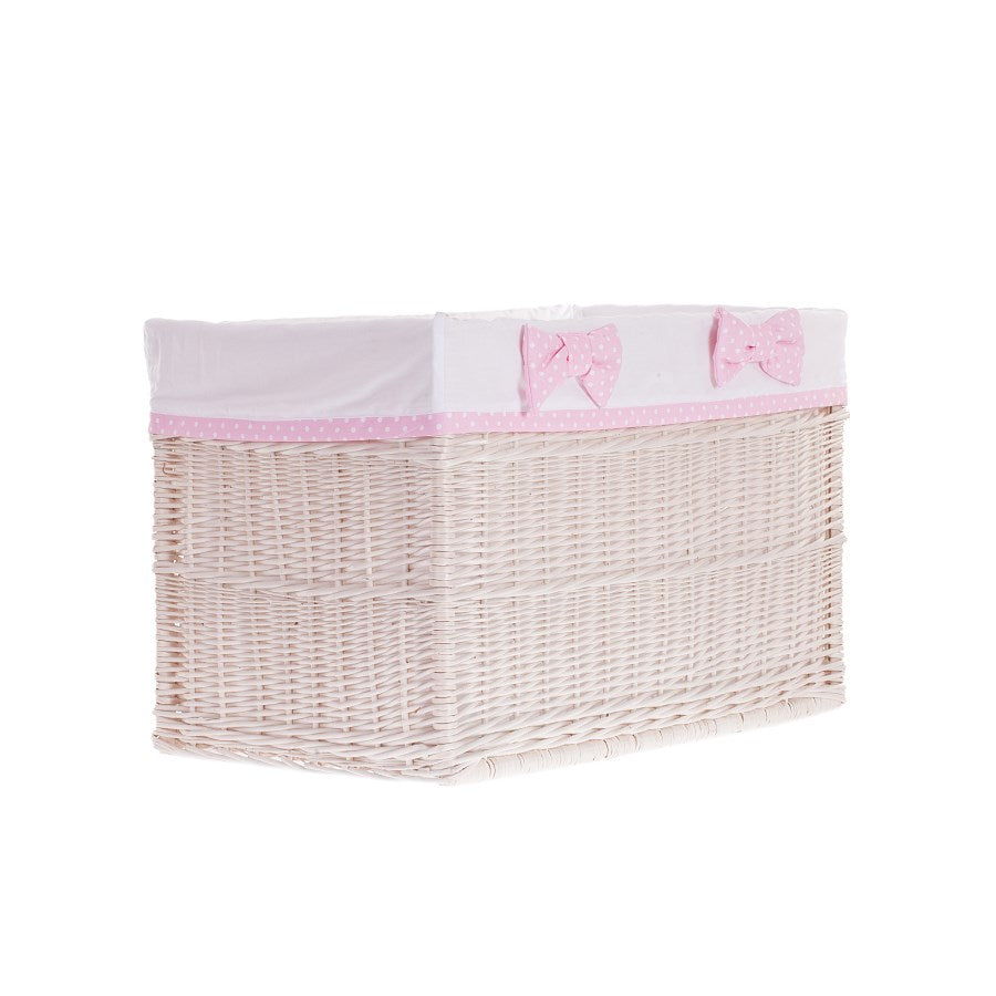 Nova wiklinowy zestaw koszy do przechowywania z białym obszyciem, z kokardami TheWickerStories