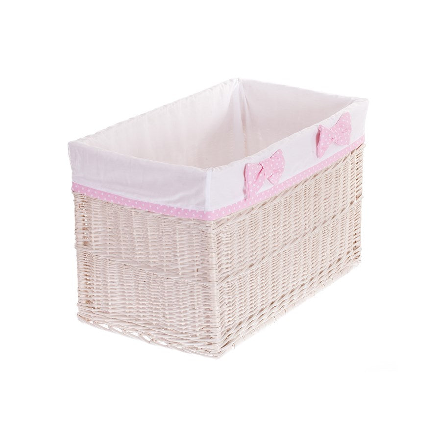 Nova wiklinowy zestaw koszy do przechowywania z białym obszyciem, z kokardami TheWickerStories