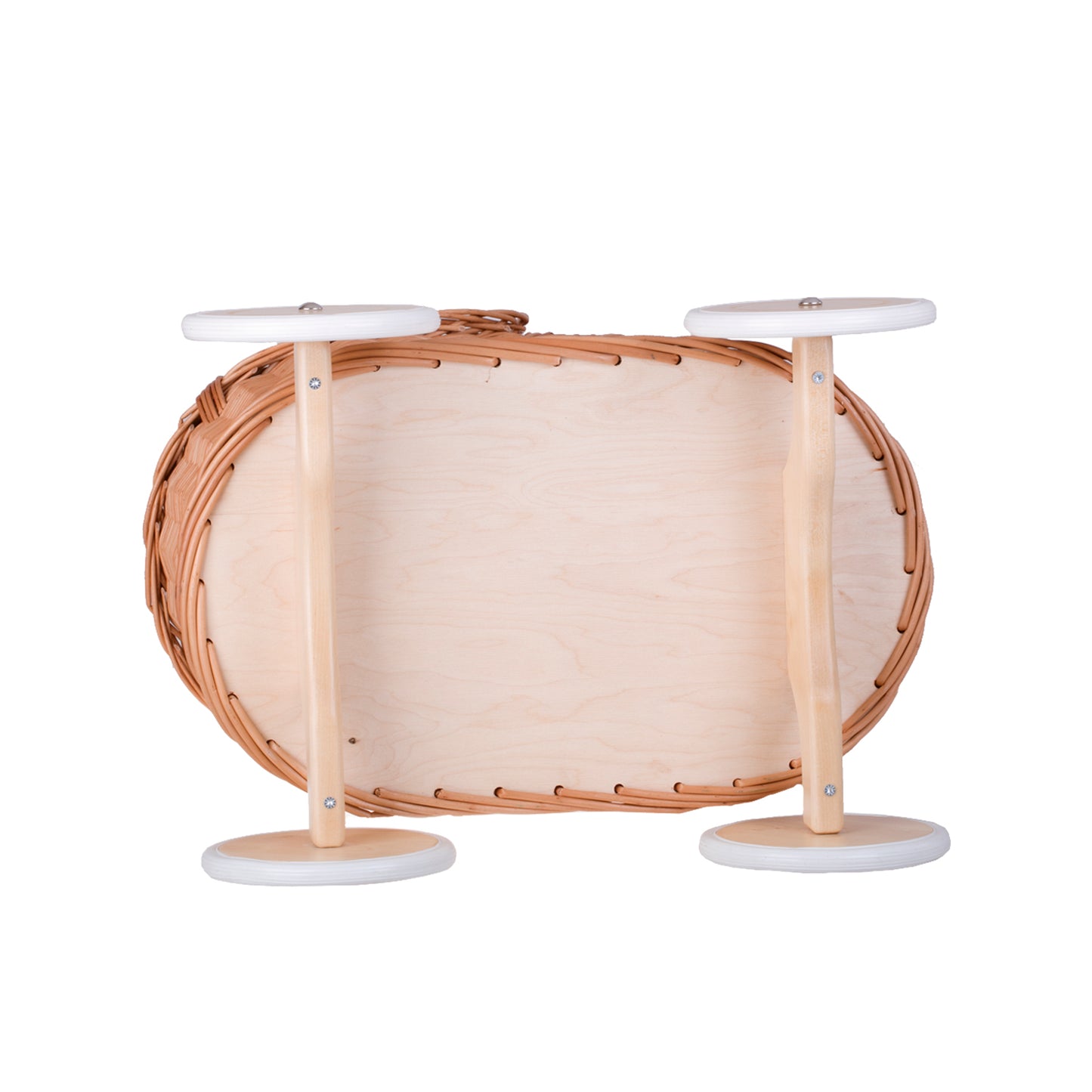 Lara wiklinowy wózek dla lalek z różowym obszyciem, kołderką i poduszką TheWickerStories