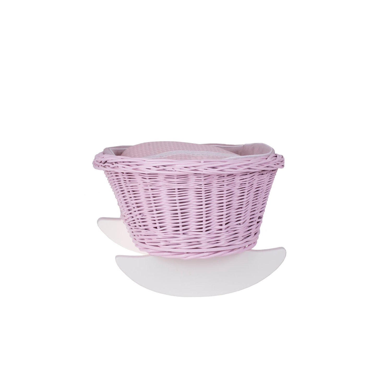 Lili wiklinowy wózek i kołyska dla lalek z różowym obszyciem, kołderką i poduszką TheWickerStories