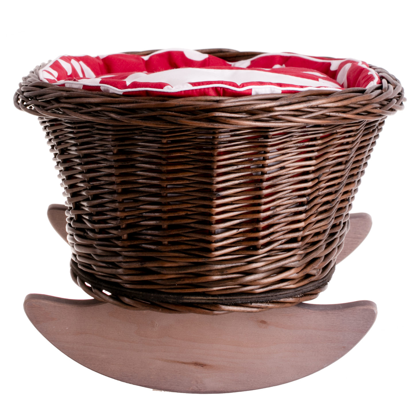 Mimi wiklinowa kołyska dla lalek z czerwonym obszyciem, z poduszką i kołderką TheWickerStories