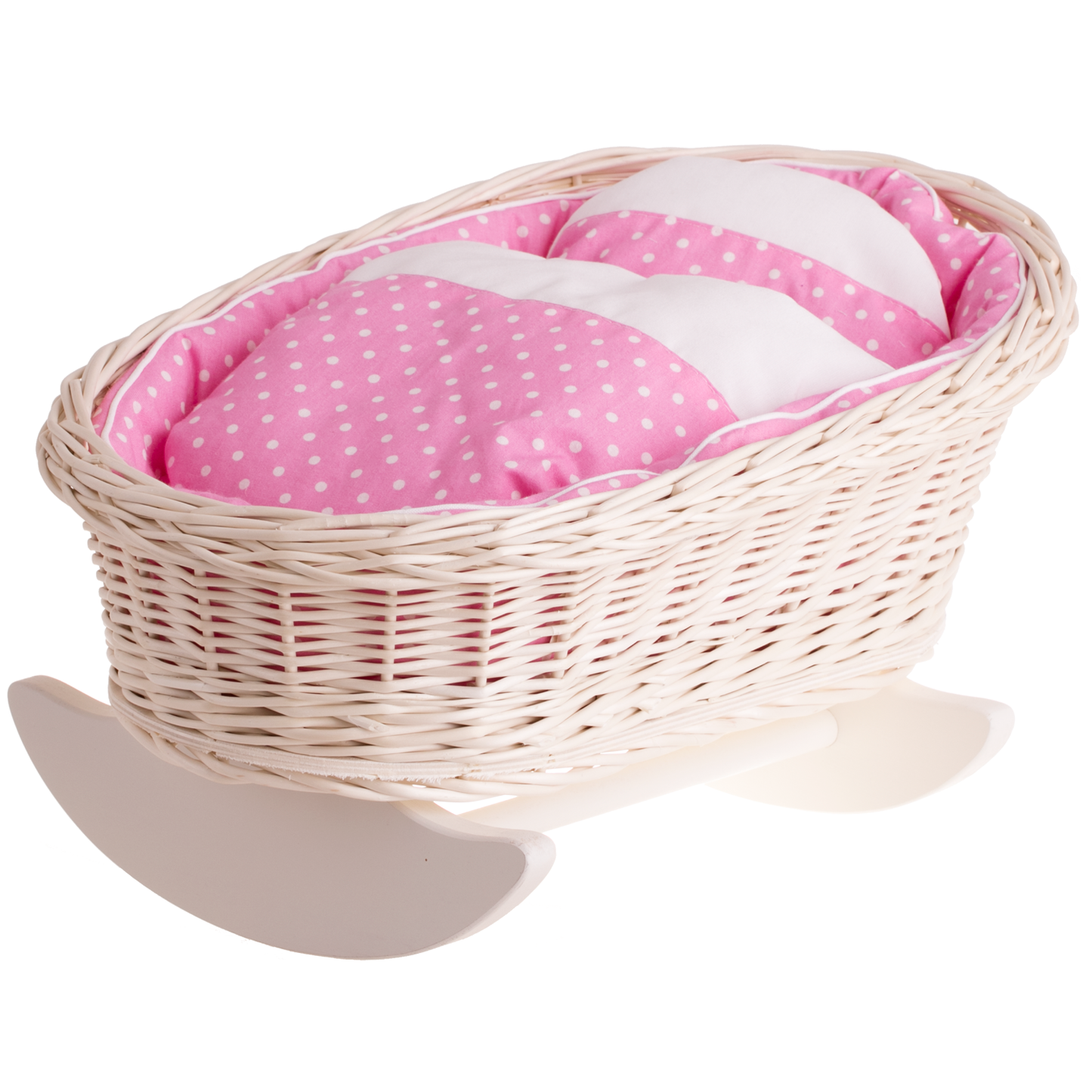 Mimi wiklinowa kołyska z poduszką, kołderką i obszyciem TheWickerStories