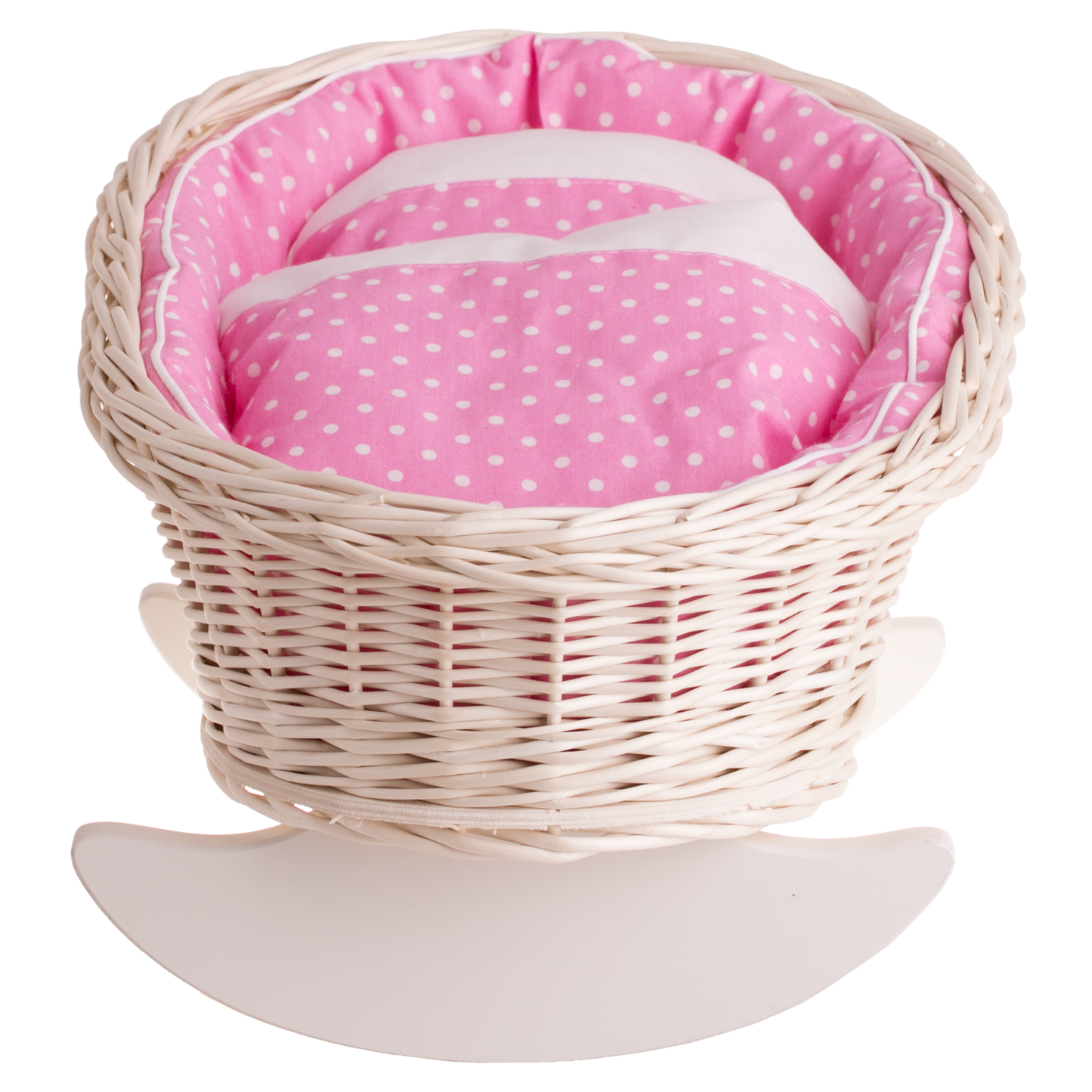 Mimi wiklinowa kołyska z poduszką, kołderką i obszyciem TheWickerStories