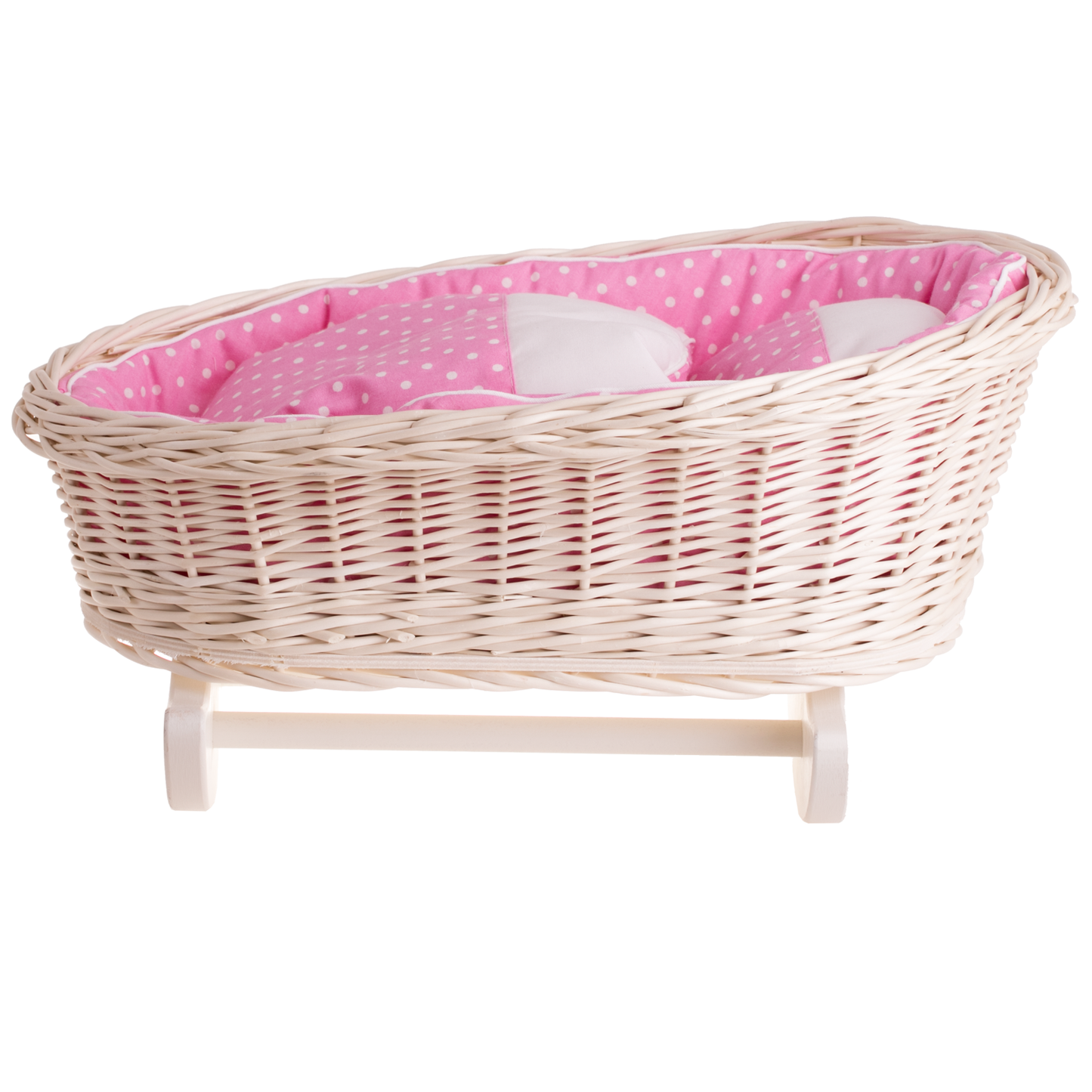 Mimi wiklinowa kołyska z poduszką, kołderką i obszyciem TheWickerStories