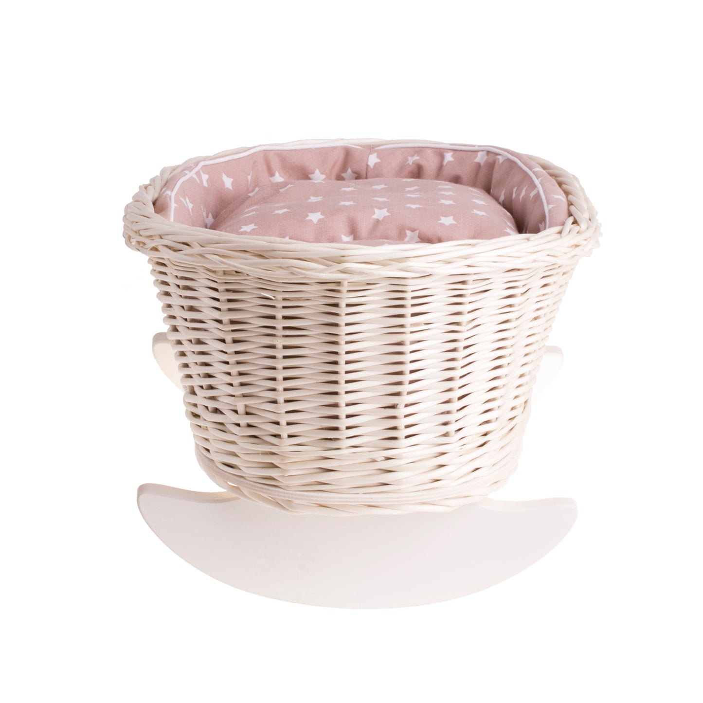 Mimi wiklinowa kołyska dla lalek z beżowym obszyciem, poduszką i kołderką TheWickerStories