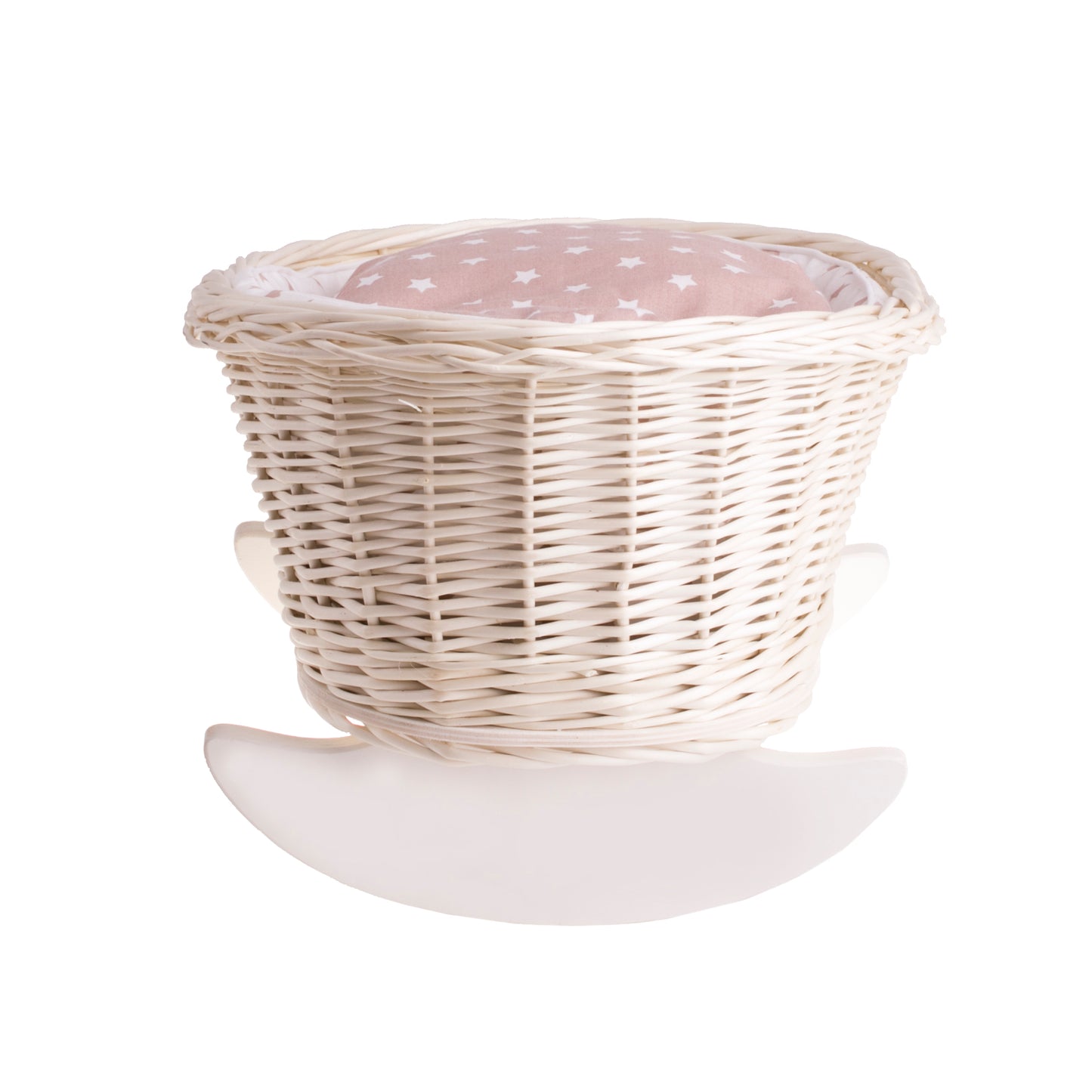 Mimi wiklinowa kołyska dla lalek z białym obszyciem, poduszką i kołderką TheWickerStories