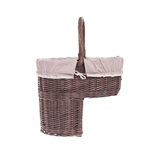 Ovis wiklinowy kosz na schody z beżowym obszyciem TheWickerStories