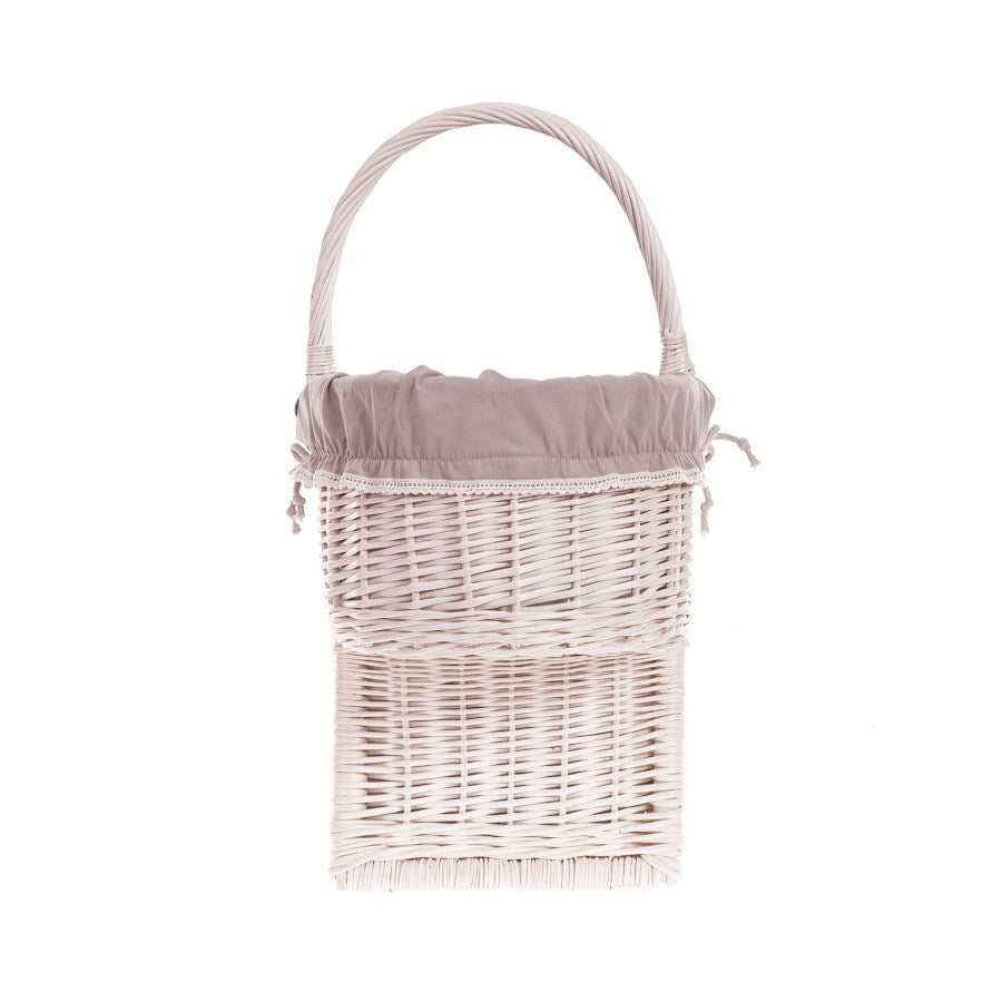 Ovis wiklinowy kosz na schody z beżowym obszyciem TheWickerStories