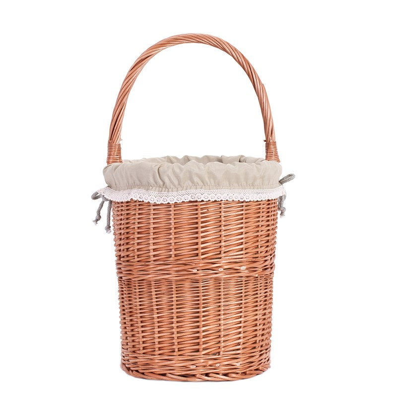 Ovis wiklinowy kosz na schody z beżowym obszyciem TheWickerStories