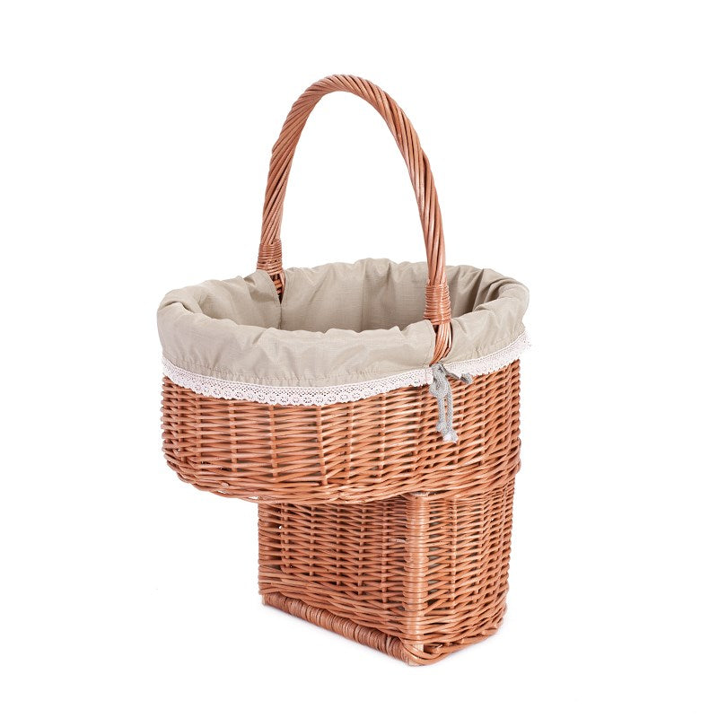 Ovis wiklinowy kosz na schody z beżowym obszyciem TheWickerStories