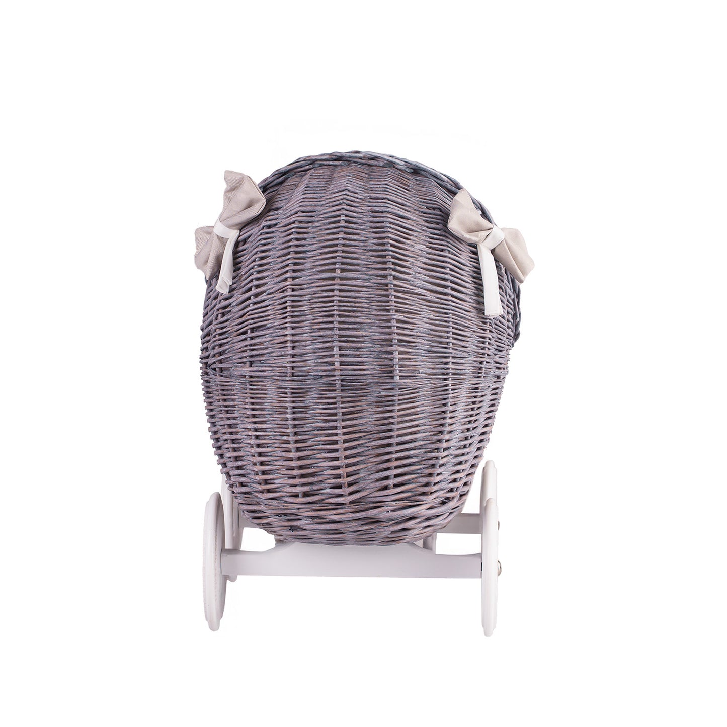 Lili wiklinowy wózek dla lalek z beżowym obszyciem, kołderką i poduszką TheWickerStories