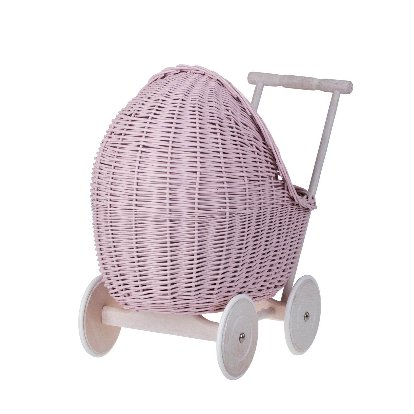 Lili wiklinowy wózek dla lalek z beżowym obszyciem, kołderką i poduszką TheWickerStories