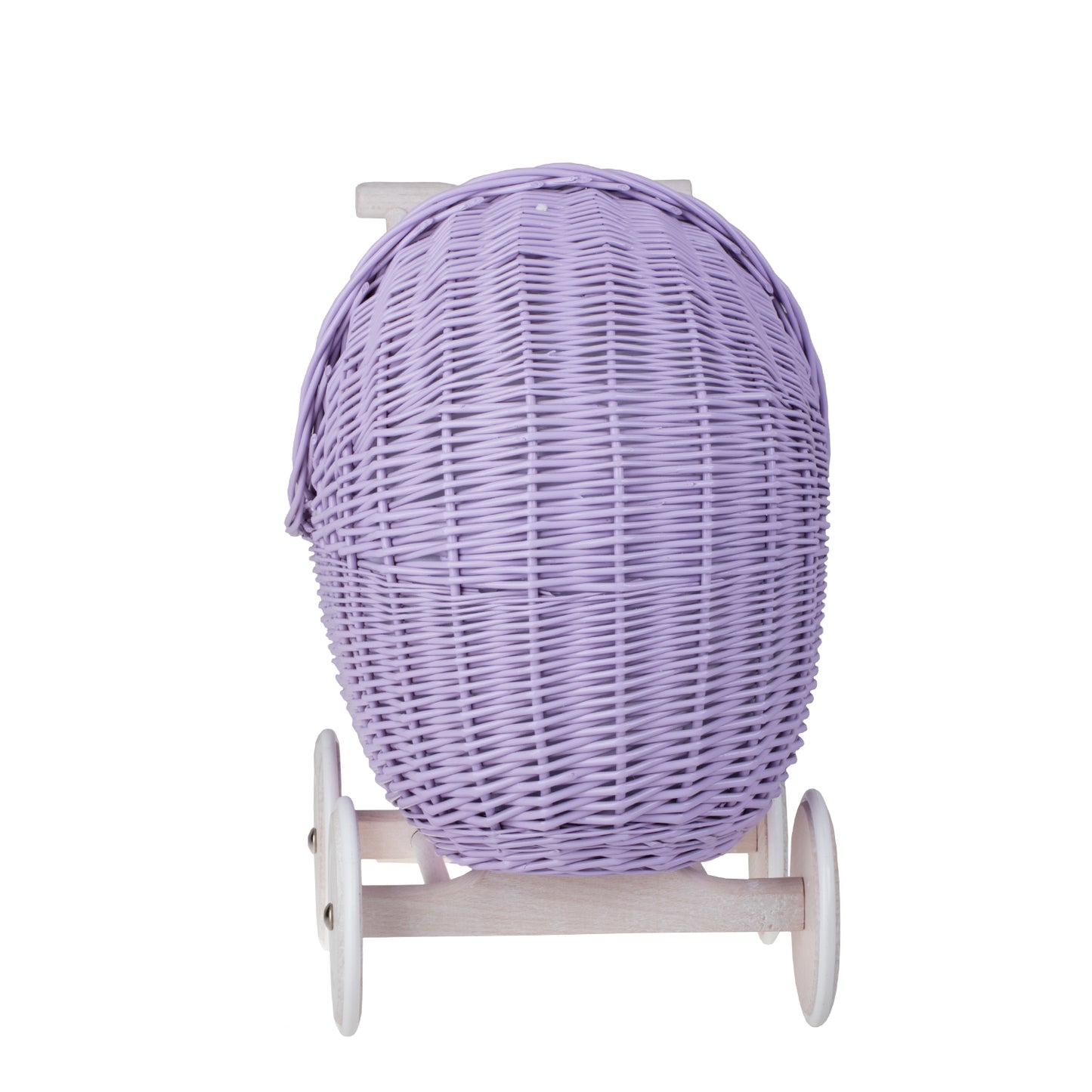 Lili wiklinowy wózek dla lalek z białym obszyciem, kołderką i poduszką TheWickerStories