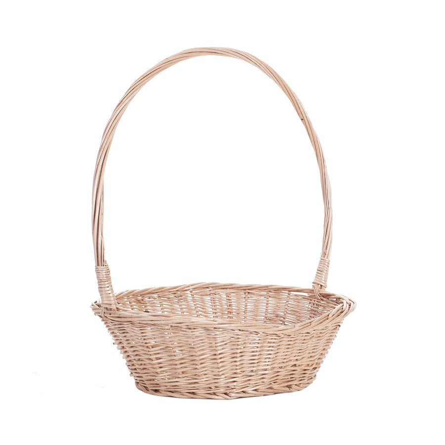 Zisoria wiklinowy kosz prezentowy na kwiaty i słodycze, z wysoką rączką TheWickerStories