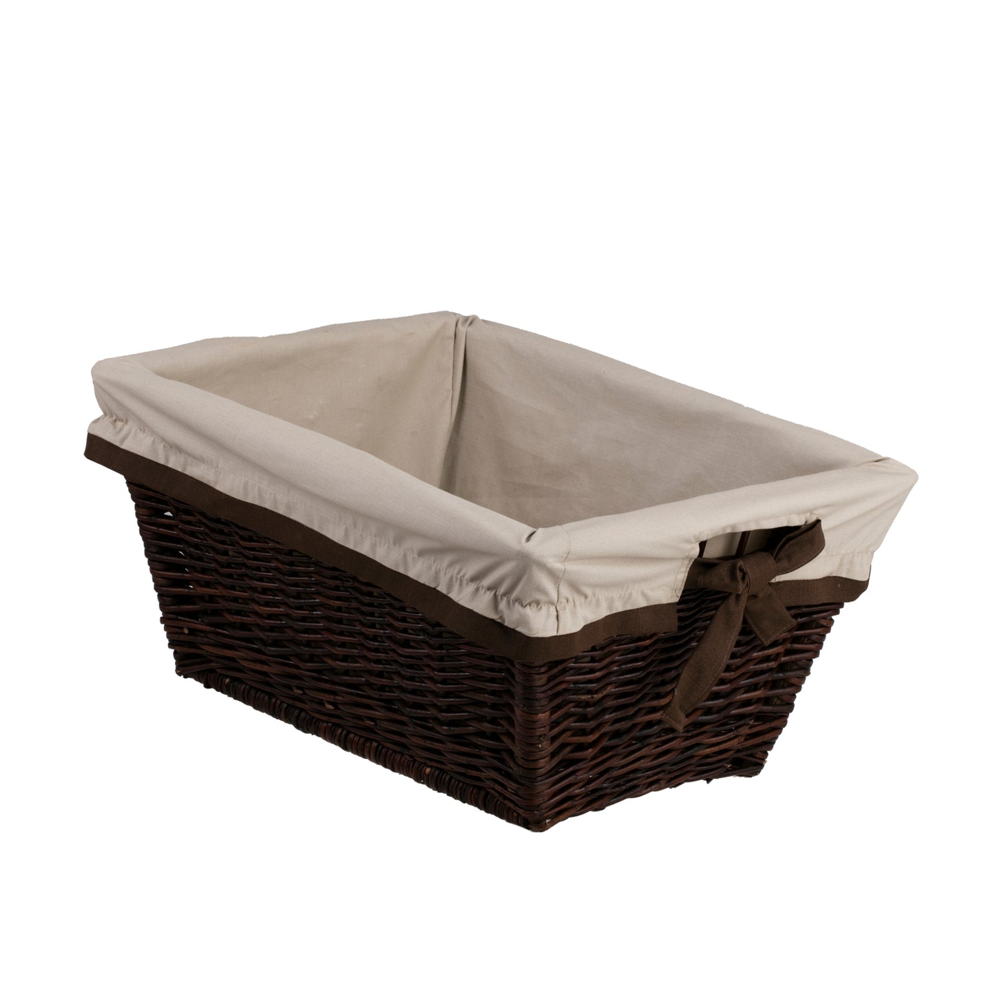 Formelia wiklinowy kosz na drewno kominkowe z kremowym obszyciem, z uchwytami TheWickerStories