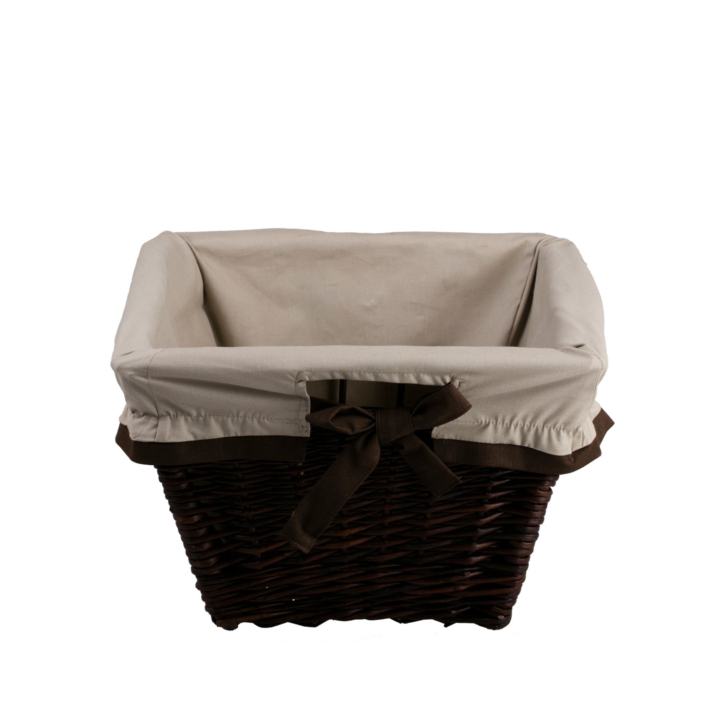 Formelia wiklinowy kosz na drewno kominkowe z kremowym obszyciem, z uchwytami TheWickerStories