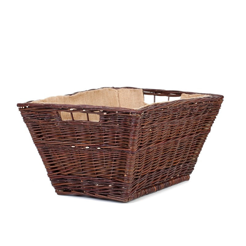 Formelia wiklinowy kosz do przechowywania na drewno kominkowe z jutowym obszyciem, z uchwytami TheWickerStories