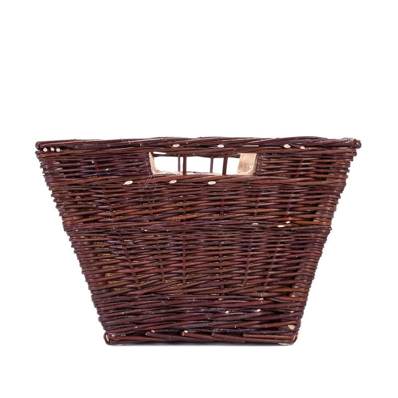 Formelia wiklinowy kosz do przechowywania na drewno kominkowe z jutowym obszyciem, z uchwytami TheWickerStories