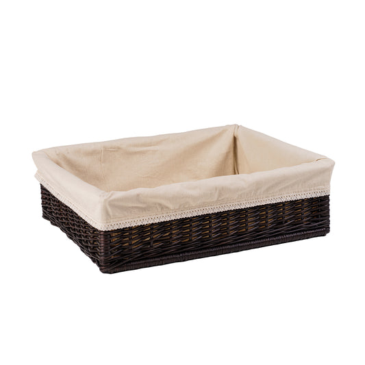 Toneria wiklinowy kosz na pieczywo do ekspozycji z beżowym obszyciem TheWickerStories